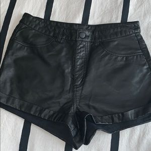 Black Faux Leather Shorts
